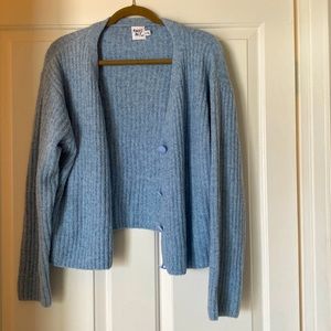 Light blue cardigan!